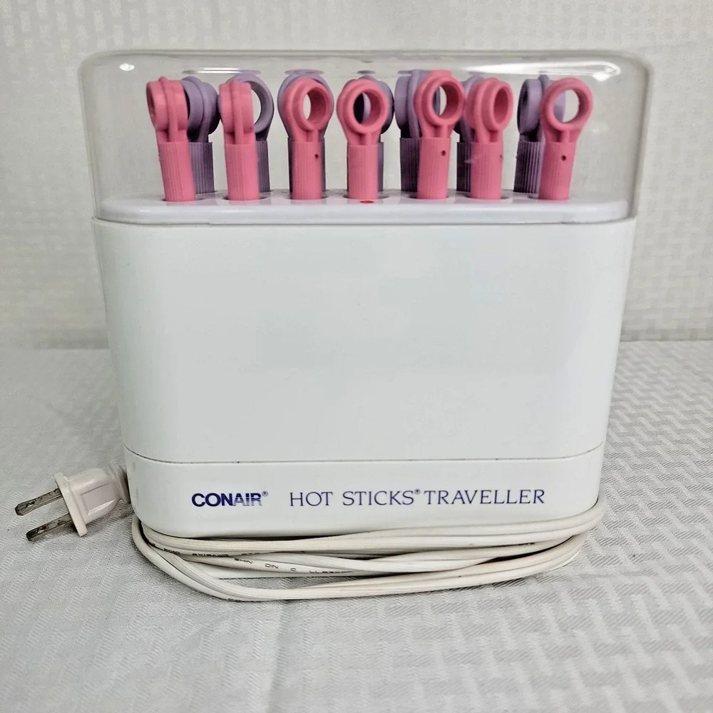 Vintage Conair Hot Sticks Traveller HS18 Heated Hair Rollers Curling Set Tested